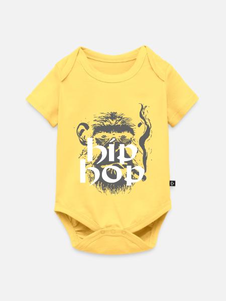 Hip Hop Affe - Baby Premium Kurzarmbody - Pastellgelb