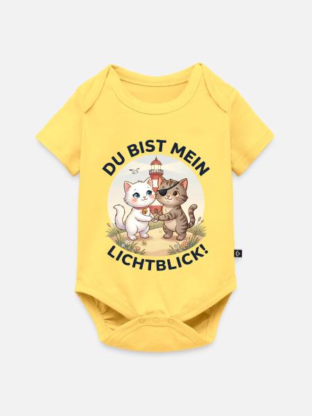Katzen Leuchtturm Lichtblick - Baby Premium Kurzarmbody - Pastellgelb