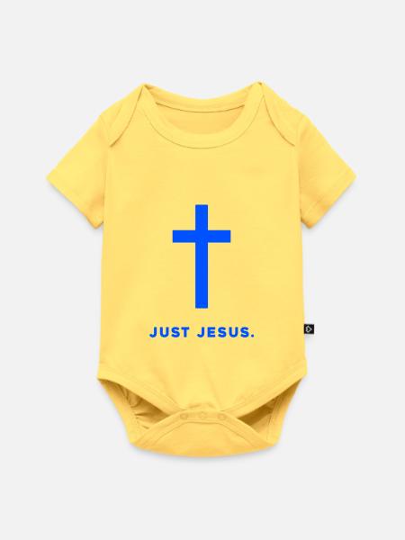 Just Jesus Kreuzdesign - Baby Premium Kurzarmbody - Pastellgelb