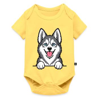 Alaskan Klee Kai - Baby Premium Kurzarmbody - Pastellgelb - Vorne
