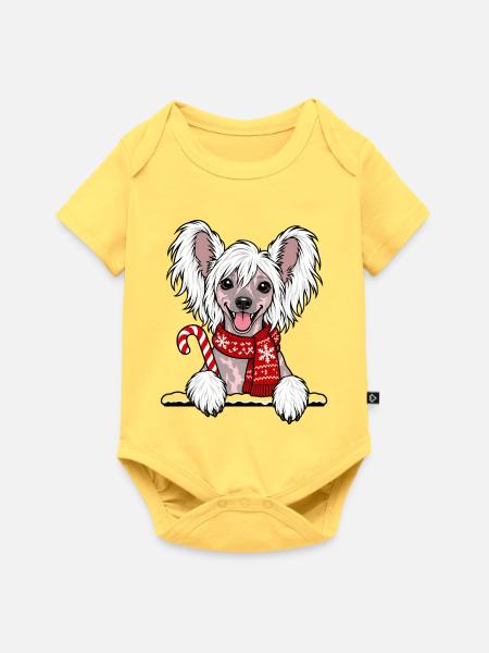 Weihnachten Chinesischer Schopfhund - Baby Premium Kurzarmbody - Pastellgelb