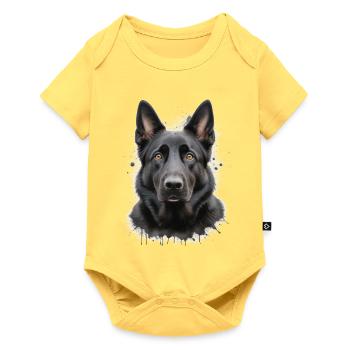 schwarzer Schäferhund  - Baby Premium Kurzarmbody - Pastellgelb - Vorne