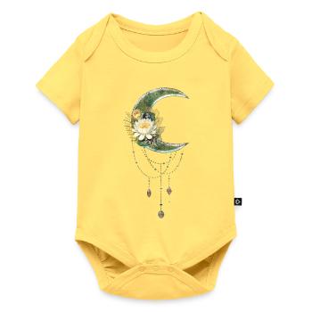 Elegant and noble moon with flowers - Baby Premium short-sleeve bodysuit - sky yellow - Front