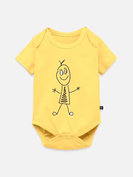 Strich Figur - Baby Premium Kurzarmbody - Pastellgelb
