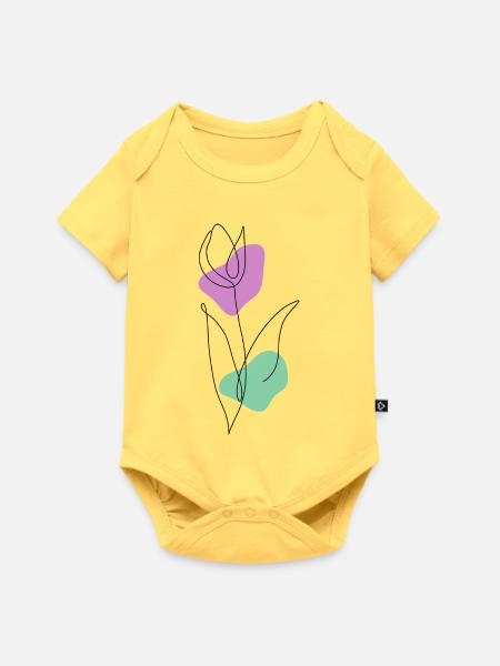 Lineart Tulpe mit Pastellformen - Baby Premium Kurzarmbody - Pastellgelb