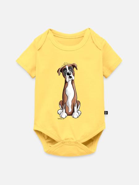 Funny Deutscher Boxer - Baby Premium Kurzarmbody - Pastellgelb