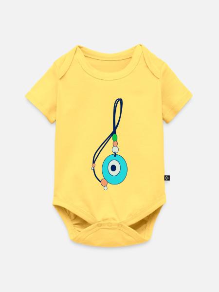 Nazar-Amulett böse Blicke - Baby Premium Kurzarmbody - Pastellgelb