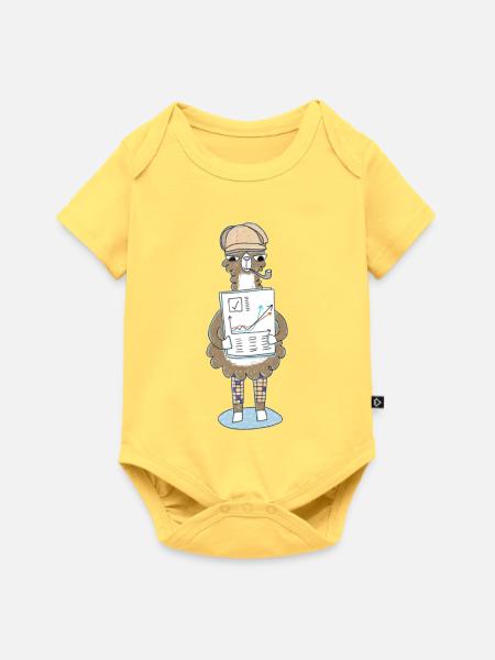 Detektiv-Lama mit Pfeilgrafik - Baby Premium Kurzarmbody - Pastellgelb