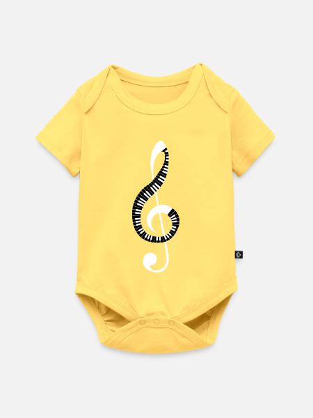 Treble-Spirale aus Klaviertasten - Baby Premium Kurzarmbody - Pastellgelb