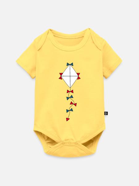 Drachen bunt Herbst - Baby Premium Kurzarmbody - Pastellgelb