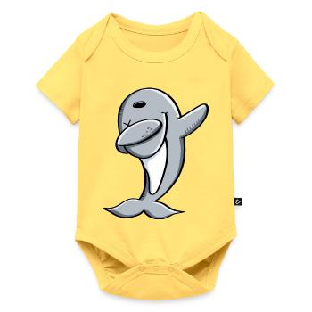 Delfin makes Dab Dance - Dabbing - Dolphin - Comic - Baby Premium short-sleeve bodysuit - sky yellow - Front
