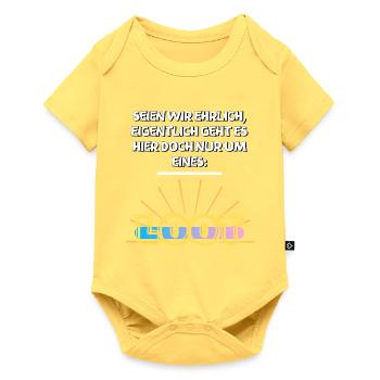 Seien wir ehrlich - Loot - Baby Premium Kurzarmbody - Pastellgelb - Vorne