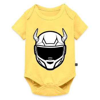 Motocross motorcycle helmet with two horns - Baby Premium short-sleeve bodysuit - sky yellow - Front