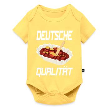 Deutsche Qualität lustiges Currywurst-Design. - Baby Premium Kurzarmbody - Pastellgelb - Vorne