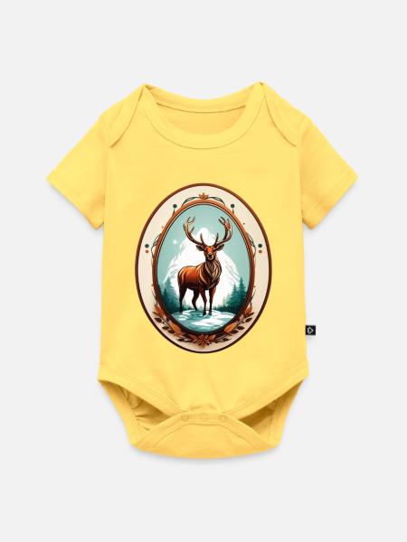 Rentier - Baby Premium Kurzarmbody - Pastellgelb