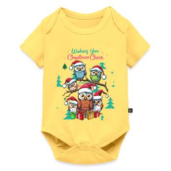 Festive Owl Christmas Cheer Design - Baby Premium short-sleeve bodysuit - sky yellow - Front