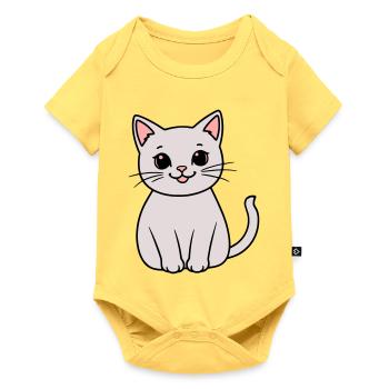 gray kitten - Baby Premium short-sleeve bodysuit - sky yellow - Front