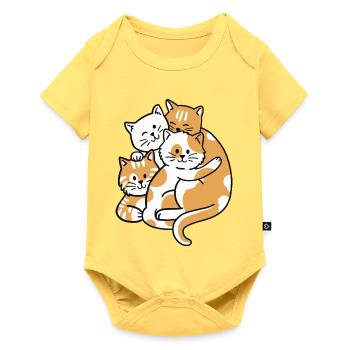 Katzen Katzenliebhaber - Baby Premium Kurzarmbody - Pastellgelb - Vorne