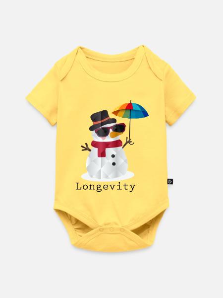 Longevity Schneemann – Humorvolles Winterdesign - Baby Premium Kurzarmbody - Pastellgelb