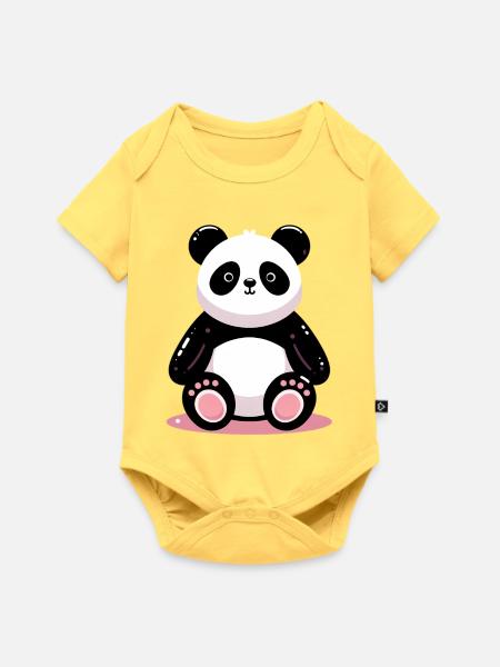 Panda - Baby Premium Kurzarmbody - Pastellgelb