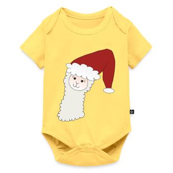 Weihnachtsalpaka - Baby Premium Kurzarmbody - Pastellgelb - Vorne