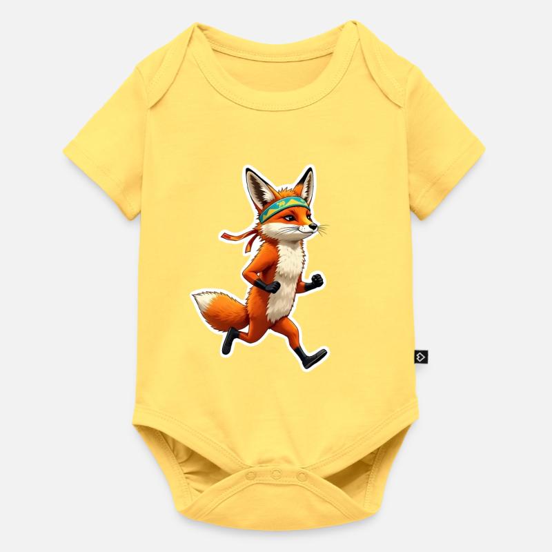 Courons, Renard - Body à manches courtes Premium Bébé - jaune pastel