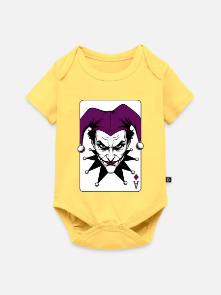 Harlekin Joker Clown Illustration - Baby Premium Kurzarmbody - Pastellgelb