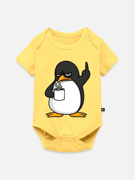 Pinguin Kaffee Kaffeeliebhaber Büro Mittelfinger - Baby Premium Kurzarmbody - Pastellgelb