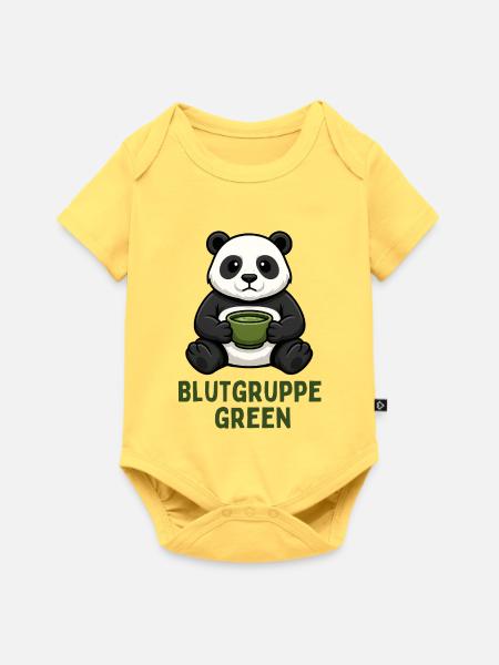 Blutgruppe Green Panda Tee Design - Baby Premium Kurzarmbody - Pastellgelb