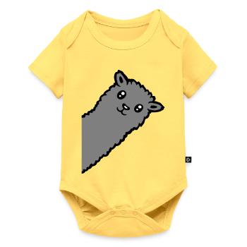 Gray Alpaca Llama Head Curious Funny Look - Baby Premium short-sleeve bodysuit - sky yellow - Front