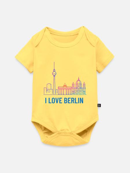I Love Berlin Regenbogen Skyline - Baby Premium Kurzarmbody - Pastellgelb