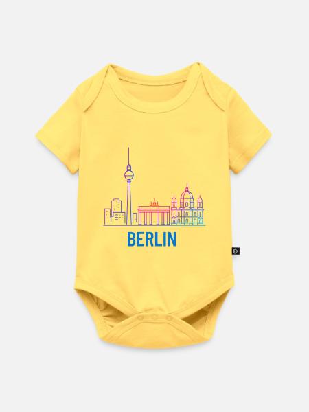 Berliner Neon-Skyline Druck - Baby Premium Kurzarmbody - Pastellgelb