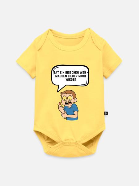 Kleiner Schmerz Warnung Comic Spruch - Baby Premium Kurzarmbody - Pastellgelb