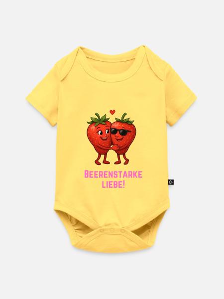 Beerenstarke Liebe - Erdbeer Duo - Baby Premium Kurzarmbody - Pastellgelb