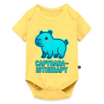 Motif de la thérapie capybara - Body à manches courtes Premium Bébé - jaune pastel - Devant