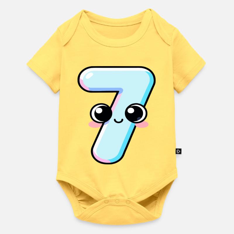 Gâteau Kawaii Numéro 7 - Body à manches courtes Premium Bébé - jaune pastel