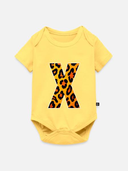 Leopard X Muster - Baby Premium Kurzarmbody - Pastellgelb