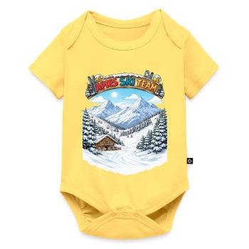 Après Ski Team Bergpanorama - Baby Premium Kurzarmbody - Pastellgelb - Vorne