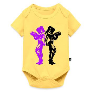 Bodybuilder Woman Fitness Team - Baby Premium short-sleeve bodysuit - sky yellow - Front