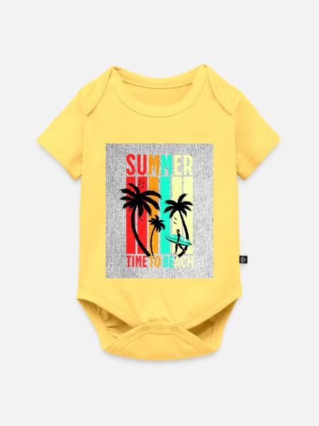 Summer Beach Stripes Surf - Baby Premium Kurzarmbody - Pastellgelb