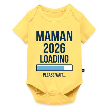 Maman 2026 Loading Annonce Grossesse - Body à manches courtes Premium Bébé - jaune pastel - Devant