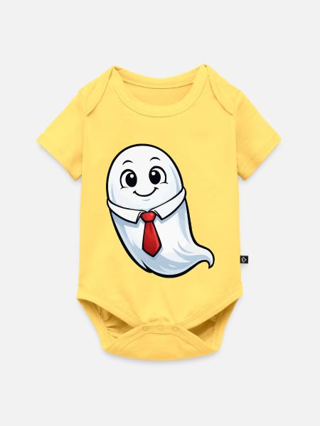 Sprechender Geist im Anzug - Baby Premium Kurzarmbody - Pastellgelb