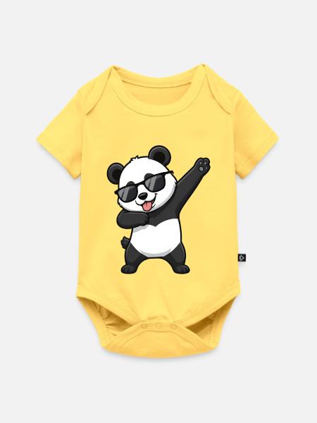Dabbing Panda - Baby Premium Kurzarmbody - Pastellgelb