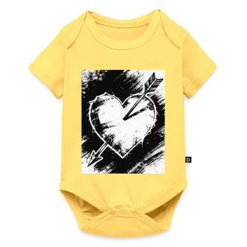 Cœur noir et blanc avec flèche - Body à manches courtes Premium Bébé - jaune pastel - Devant