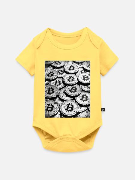 Bitcoin-Münzen-Mosaik - Baby Premium Kurzarmbody - Pastellgelb