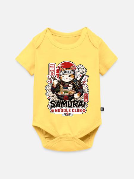 Samurai Cat Noodle Club - Baby Premium Kurzarmbody - Pastellgelb