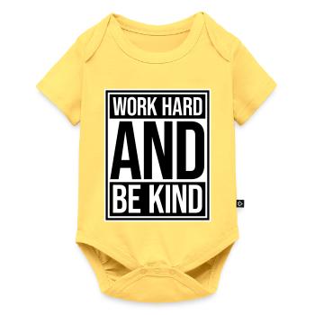 Travailler dur et être gentil Diligence inspirante Logo de la gentillesse - Body à manches courtes Premium Bébé - jaune pastel - Devant