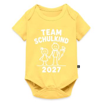 Team Schulkind 2027 – Geschwister Einschulung - Baby Premium Kurzarmbody - Pastellgelb - Vorne