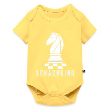 Schachkind – Schach Spieler Springer Motiv Vektor - Baby Premium Kurzarmbody - Pastellgelb - Vorne