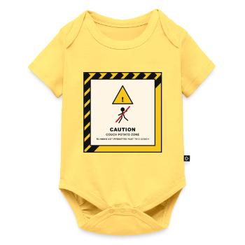 Vorsicht Couch-Potato Zone - Baby Premium Kurzarmbody - Pastellgelb - Vorne